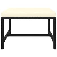 4-delige Loungeset met kussens poly rattan zwart - thumbnail