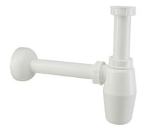 Wiesbaden standaard PVC bekersifon rond incl muurbuis en rozet. wit - thumbnail