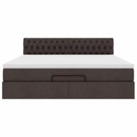 Ottoman bed met matras 160x200cm stof donkerbruin - thumbnail