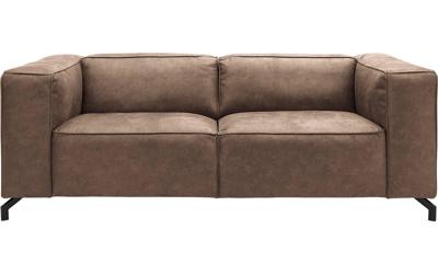 Goossens Bank Calvin bruin, micro leer, 2,5-zits, modern design