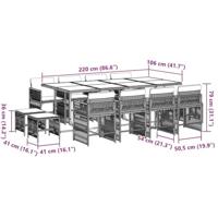 13-delige Tuinset met kussens poly rattan grijs - thumbnail