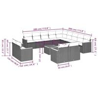 14-delige Loungeset met kussens poly rattan beige - thumbnail