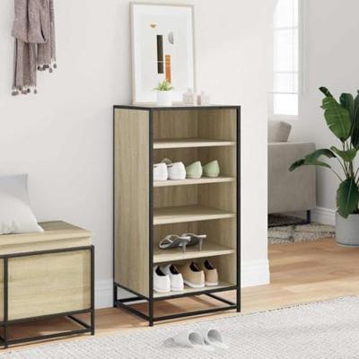Schoenenrek 48x38x97,5 cm bewerkt hout sonoma eikenkleurig Schoenenrek 48x38x97,5 cm bewerkt hout sonoma eikenkleurig