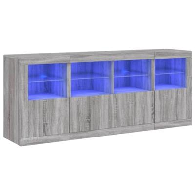 Dressoir met LED-verlichting 163x37x67 cm grijs sonoma eiken