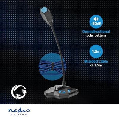 Desktop Gaming-Microfoon | Flexibele Nek | USB | Mute-Knop | 3,5 mm Stereo-Audioconnector - thumbnail