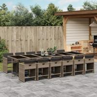 13-delige Tuinset met kussens poly rattan grijs - thumbnail
