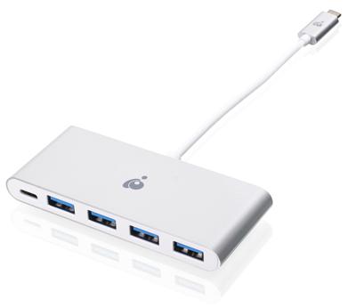IOGEAR USB-C naar 4-poorts USB-A Hub - USB-C 60W doorvoer - Compatibel met Thunderbolt 3 - Type-A-poort (5 Gbps) - GUH3C4PD
