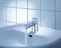 Grohe Euroeco Cosmopolitan T zelfsluitende kraan blauw/rood Chroom - thumbnail
