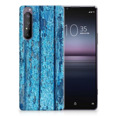 Sony Xperia 1 II Bumper Hoesje Wood Blue Sony Xperia 1 II Bumper Hoesje Wood Blue