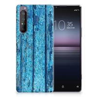 Sony Xperia 1 II Bumper Hoesje Wood Blue - thumbnail