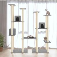 Kattenmeubel met sisal krabpalen 174 cm lichtgrijs - thumbnail