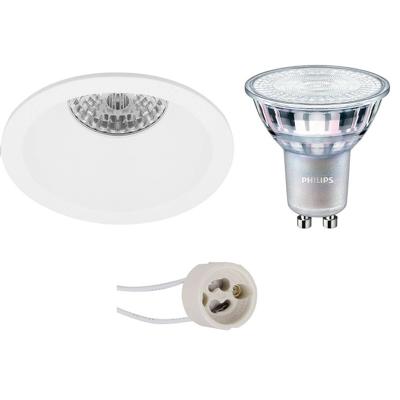 GU10 Inbouwspot Set - Mat Wit - Inbouw Rond - Verdiept - Philips - MASTER 927 36D VLE - DimTone Dimbaar - Pragmi Pollon Pro - 4.9W - Warm Wit 2200K-2700K - Ø82mm