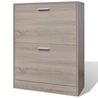 VidaXL Schoenenkast met 2 vakken eiken-look hout - thumbnail