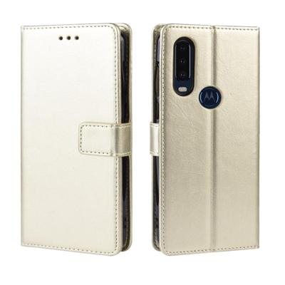 Retro Crazy Horse textuur horizontale Flip lederen case voor Motorola één actie met houder & kaartsleuven & fotolijstjes (goud)