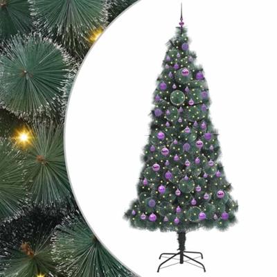 Kunstkerstboom met ballen set, verlicht Groen 240 cm PET