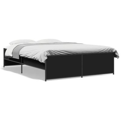 Bedframe bewerkt hout metaal zwart 120x200 cm - thumbnail