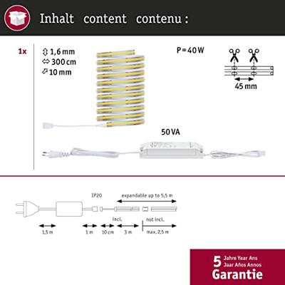 Paulmann 71128 LED-strip basisset 230 V 3 m Daglichtwit 1 set(s) Paulmann 71128 LED-strip basisset 230 V 3 m Daglichtwit 1 set(s)