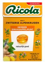 Ricola Gember Sinaasappelmunt Suikervrij Doosje - thumbnail