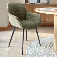 Kave Home Amira eetkamerstoel chenille Groen - thumbnail