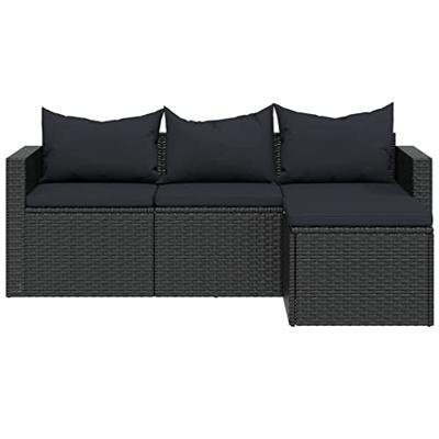 Loungeset poly rattan zwart