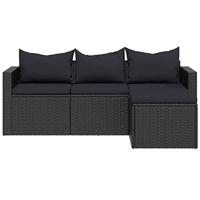 Loungeset poly rattan zwart - thumbnail