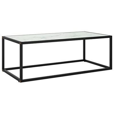 VidaXL Salontafel met wit marmerglas 100x50x35 cm zwart VidaXL Salontafel met wit marmerglas 100x50x35 cm zwart