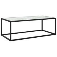 Salontafel met wit marmerglas 100x50x35 cm zwart - thumbnail