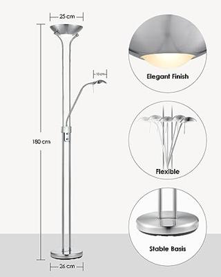 Klassieke vloerlamp 50/50/180cm - dimbare staande lamp met flexibele leeslamp - Geborsteld staal - LED geintegreerd - geschikt voor woonkamer, slaapkamer en thuiskantoor Klassieke vloerlamp 50/50/180cm - dimbare staande lamp met flexibele leeslamp - Geborsteld staal - LED geintegreerd - geschikt voor woonkamer, slaapkamer en thuiskantoor
