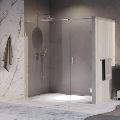Brauer Void - Nisdeur - 2-Delig - Helder Glas - 200 x 200 cm - Omkeerbaar - met Draaideur 70 cm - Aan Muur - incl. Glascoating - Chroom