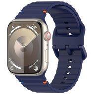 By Qubix - Wave sportband - Donkerblauw - Compatible met Apple Watch 44mm / 45mm / 46mm / 49mm - Compatible Apple watch bandjes