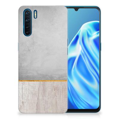 OPPO A91 | Bumper Hoesje | Wood Concrete
