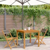 Bistrostoelen 2 st massief acaciahout en polypropeen grijs - thumbnail