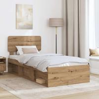Bedframe Ambachtelijk eiken 90 x 190 cm Massief grenenhout - thumbnail