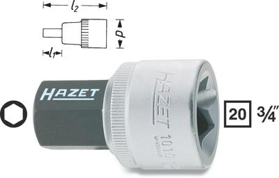 HAZET Dopsleutelbit 1010-22 · 3/4 inch (20 mm) vierkant hol · Binnen-zeskant-profiel · SW 22 mm HAZET Dopsleutelbit 1010-22 · 3/4 inch (20 mm) vierkant hol · Binnen-zeskant-profiel · SW 22 mm