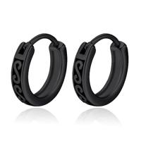 LGT JWLS RVS Heren Oorringen zwart met tribal motief - thumbnail