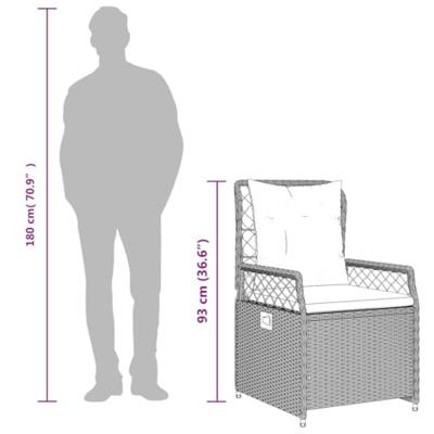 9-delige Tuinset met kussens poly rattan beige