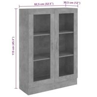 Vitrinekast 82,5x30,5x115 cm bewerkt hout betongrijs - thumbnail
