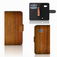 Microsoft Lumia 550 Book Style Case Donker Hout - thumbnail