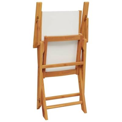 Tuinstoelen 2 st inklapbaar acaciahout en stof crmewit - thumbnail
