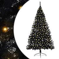 VidaXL Kunstmatig voorverlicht kerstboom met 300 led zwart 180 cm pvc - thumbnail