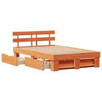Bedframe met hoofdeinde Bruin 135 x 190 cm Massief grenenhout - thumbnail