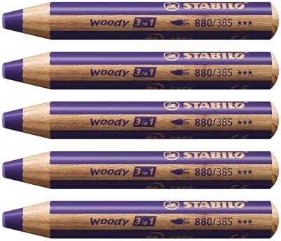Kleurpotlood stabilo 880 woody 3 in 1 violet | 5 stuks