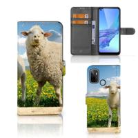 OPPO A53 | OPPO A53s Telefoonhoesje met Pasjes Schaap en Lammetje - thumbnail