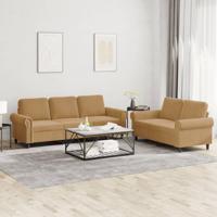2-delige Loungeset met kussens fluweel bruin - thumbnail