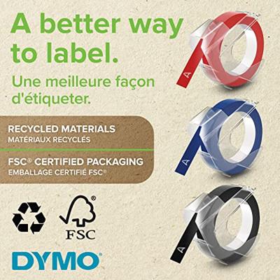 DYMO 3D Labeltape voor lettertang Kunststof Tapekleur: Zwart Tekstkleur: Wit 9 mm 3 m - thumbnail