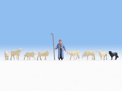 NOCH 15748 H0 Schapen en herder figuren Geverfd, Staand