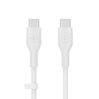 Belkin BoostCharge Flex siliconen USB Type C/C-kabel, USB-IF-gecertificeerde PD-snellaadkabel voor iPhone 16, iPhone 15 Plus/Pro/Pro Max, Samsung Galaxy S24, Pixel, iPad, Nintendo Switch, 2 m , wit