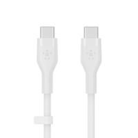 Belkin BoostCharge Flex siliconen USB Type C/C-kabel, USB-IF-gecertificeerde PD-snellaadkabel voor iPhone 16, iPhone 15 Plus/Pro/Pro Max, Samsung Galaxy S24, Pixel, iPad, Nintendo Switch, 2 m , wit - thumbnail