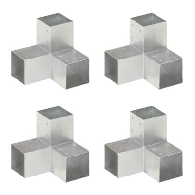 Paalverbindingen 4 st Y-vorm 91x91 mm gegalvaniseerd metaal