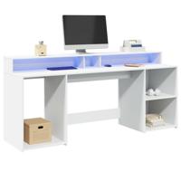 Bureau met LED-verlichting 200x55x91 cm bewerkt hout wit - thumbnail